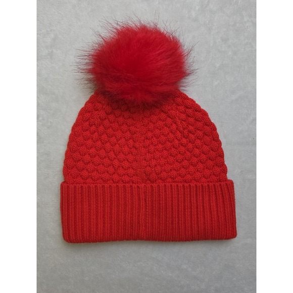 Lululemon Women\'s Bubble Knit Pom‎ Beanie Wool Blend Red One Size Textured Puff main image 5